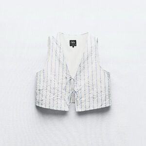 Zara Blue and White Striped Vest